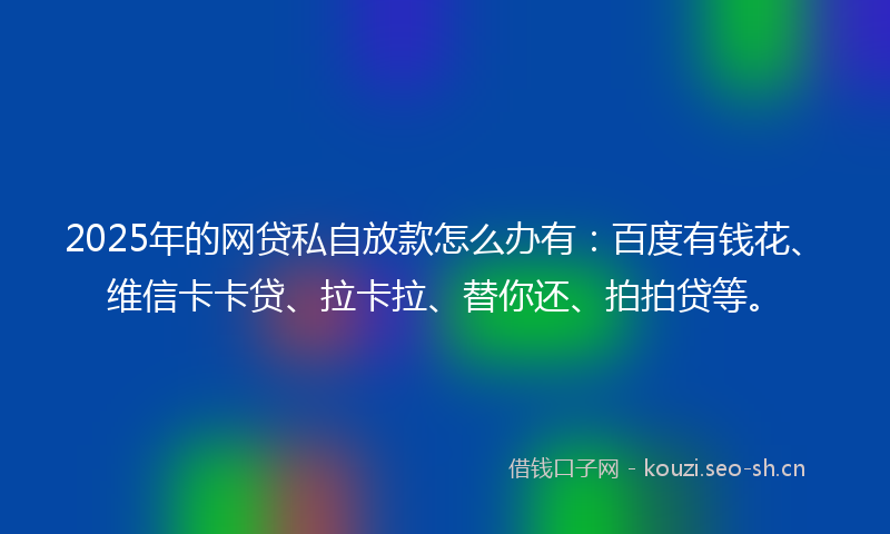 2025年的网贷私自放款怎么办有：百度有钱花、维信卡卡贷、拉卡拉、替你还、拍拍贷等。