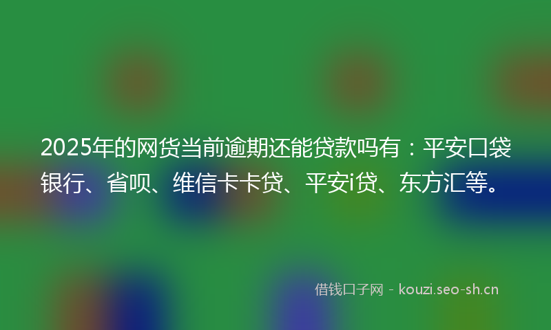 2025年的网货当前逾期还能贷款吗有：平安口袋银行、省呗、维信卡卡贷、平安i贷、东方汇等。