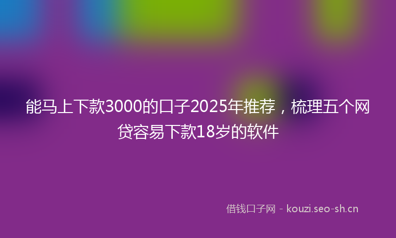 能马上下款3000的口子2025年推荐，梳理五个网贷容易下款18岁的软件