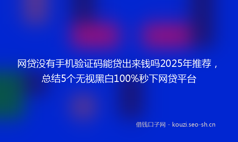 网贷没有手机验证码能贷出来钱吗2025年推荐，总结5个无视黑白100%秒下网贷平台