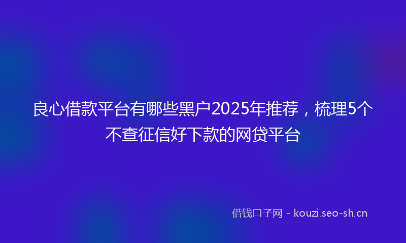 良心借款平台有哪些黑户2025年推荐，梳理5个不查征信好下款的网贷平台