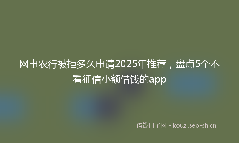 网申农行被拒多久申请2025年推荐，盘点5个不看征信小额借钱的app