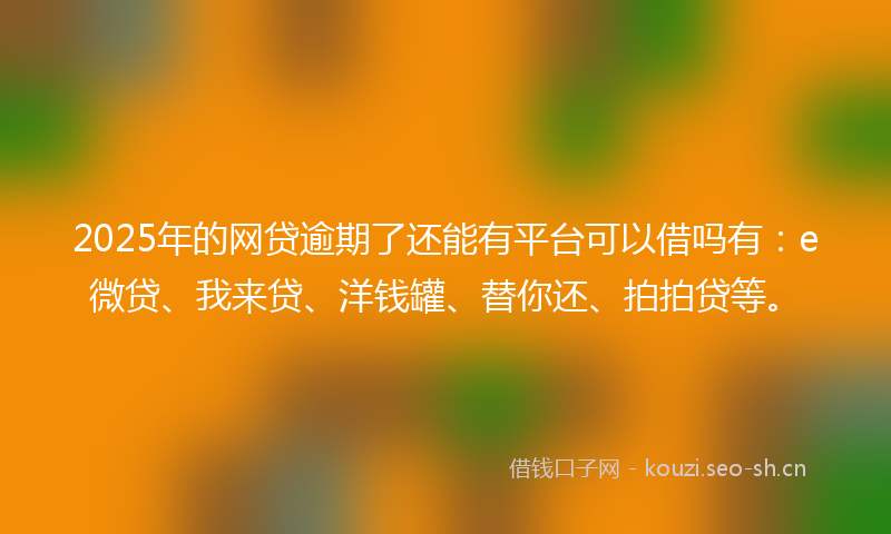 2025年的网贷逾期了还能有平台可以借吗有：e微贷、我来贷、洋钱罐、替你还、拍拍贷等。