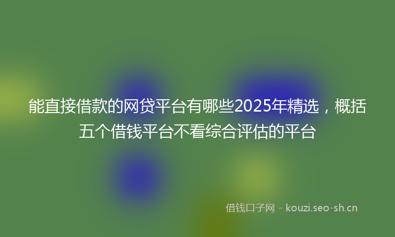 能直接借款的网贷平台有哪些2025年精选，概括五个借钱平台不看综合评估的平台