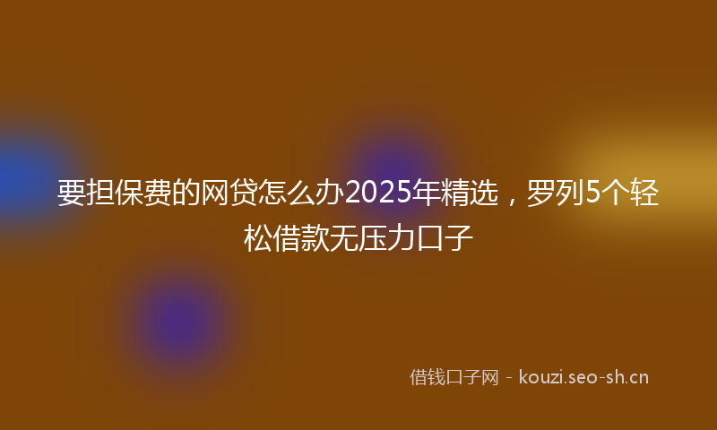 要担保费的网贷怎么办2025年精选，罗列5个轻松借款无压力口子