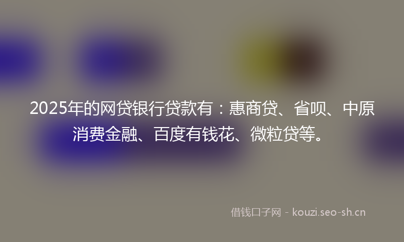 2025年的网贷银行贷款有：惠商贷、省呗、中原消费金融、百度有钱花、微粒贷等。