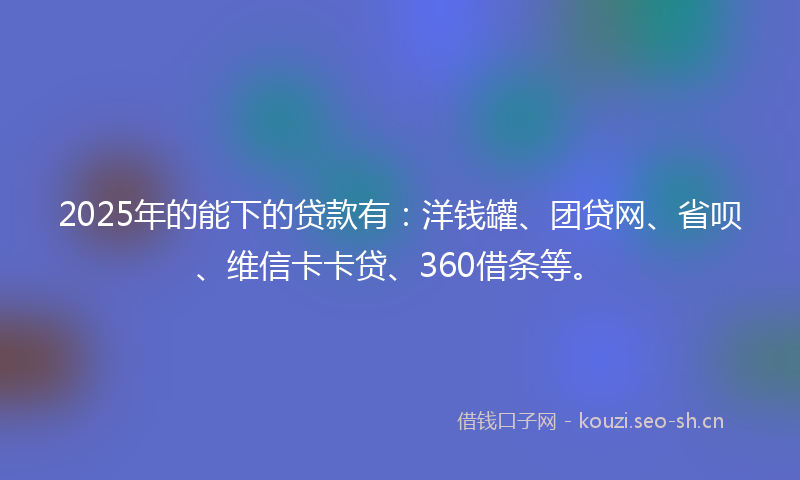 2025年的能下的贷款有：洋钱罐、团贷网、省呗、维信卡卡贷、360借条等。