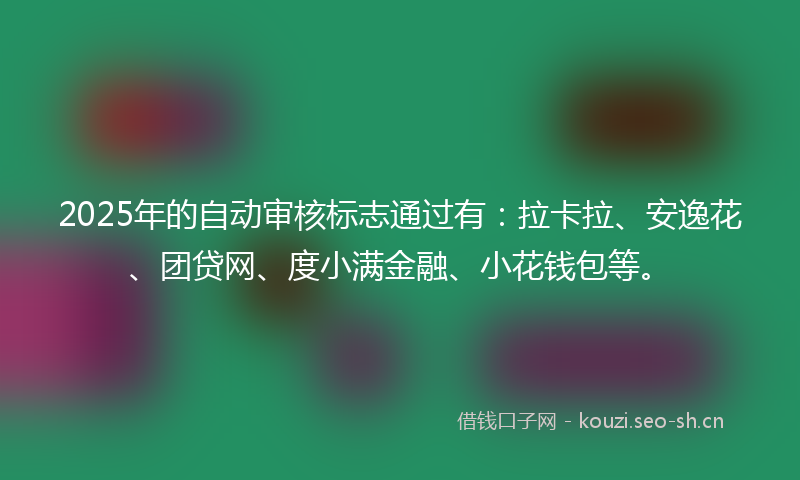 2025年的自动审核标志通过有：拉卡拉、安逸花、团贷网、度小满金融、小花钱包等。