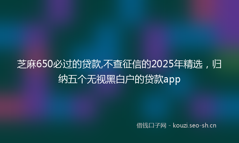 芝麻650必过的贷款,不查征信的2025年精选，归纳五个无视黑白户的贷款app