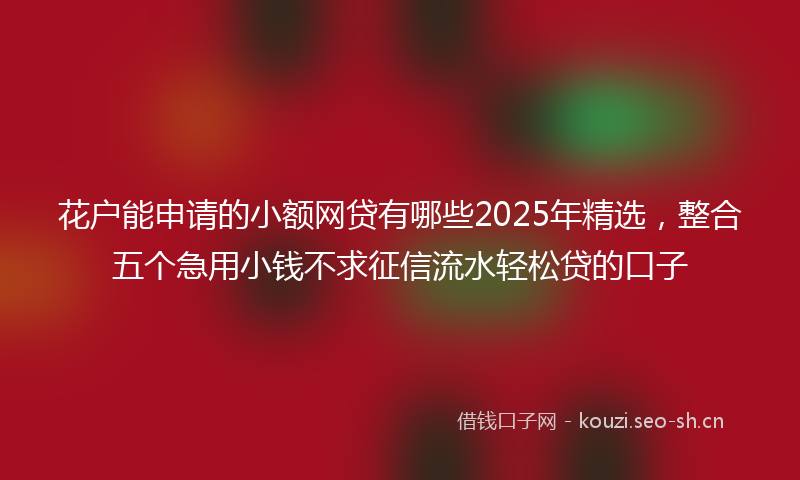 花户能申请的小额网贷有哪些2025年精选，整合五个急用小钱不求征信流水轻松贷的口子