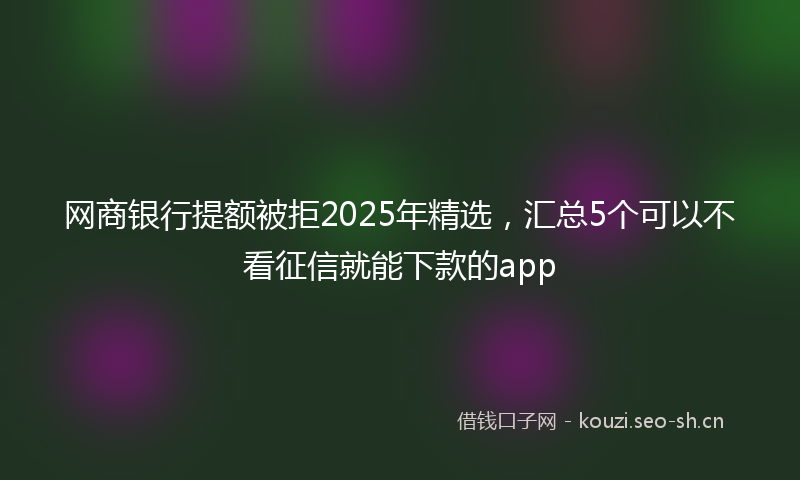 网商银行提额被拒2025年精选，汇总5个可以不看征信就能下款的app