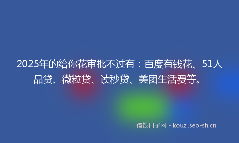 2025年的给你花审批不过有：百度有钱花、51人品贷、微粒贷、读秒贷、美团生活费等。