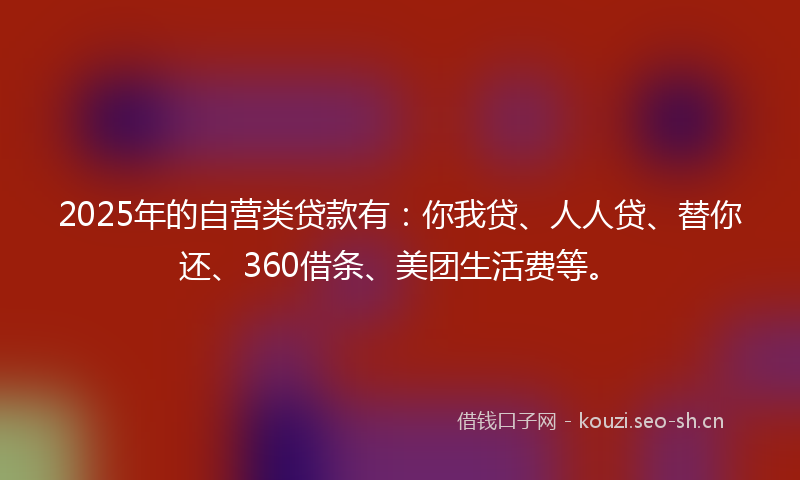 2025年的自营类贷款有：你我贷、人人贷、替你还、360借条、美团生活费等。