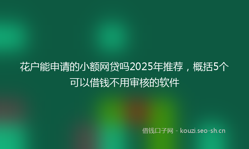 花户能申请的小额网贷吗2025年推荐，概括5个可以借钱不用审核的软件