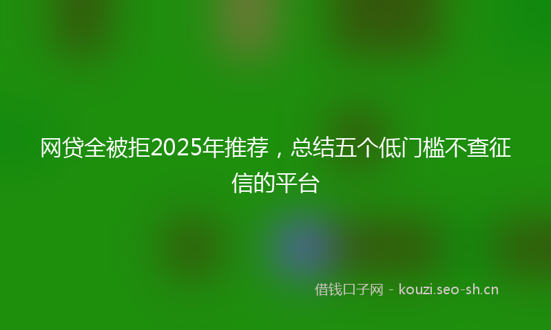 网贷全被拒2025年推荐，总结五个低门槛不查征信的平台