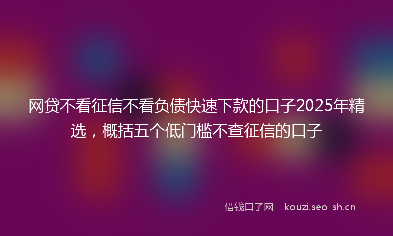 网贷不看征信不看负债快速下款的口子2025年精选，概括五个低门槛不查征信的口子