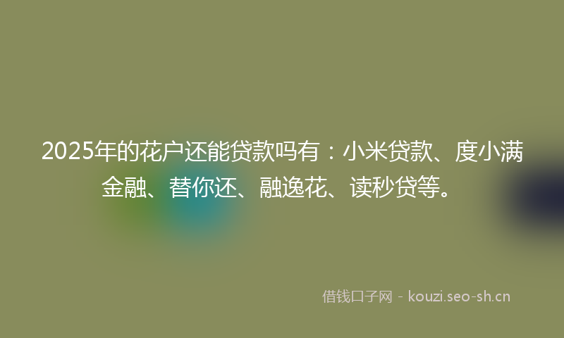 2025年的花户还能贷款吗有：小米贷款、度小满金融、替你还、融逸花、读秒贷等。