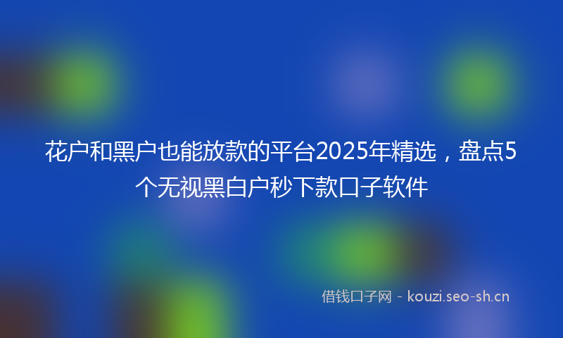 花户和黑户也能放款的平台2025年精选，盘点5个无视黑白户秒下款口子软件