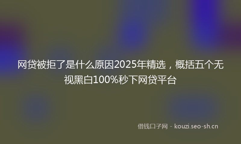 网贷被拒了是什么原因2025年精选，概括五个无视黑白100%秒下网贷平台