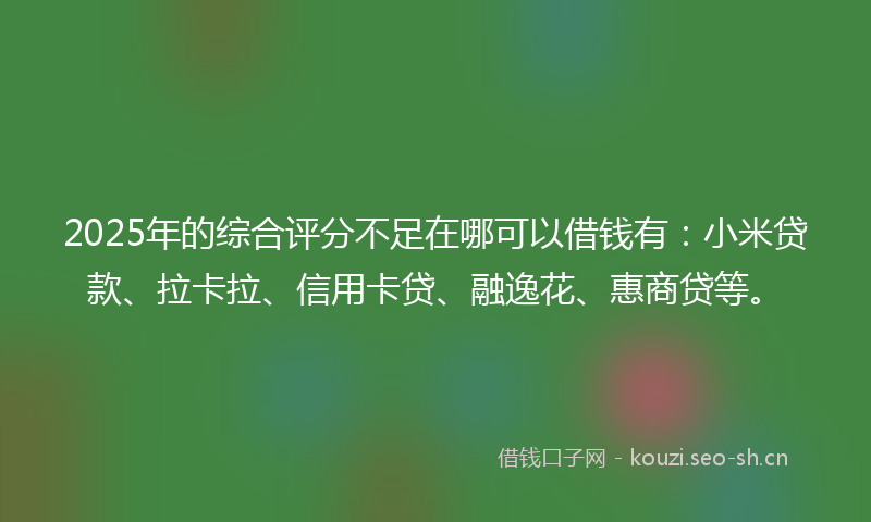2025年的综合评分不足在哪可以借钱有:小米贷款、拉卡拉、信用卡贷、融逸花、惠商贷等。