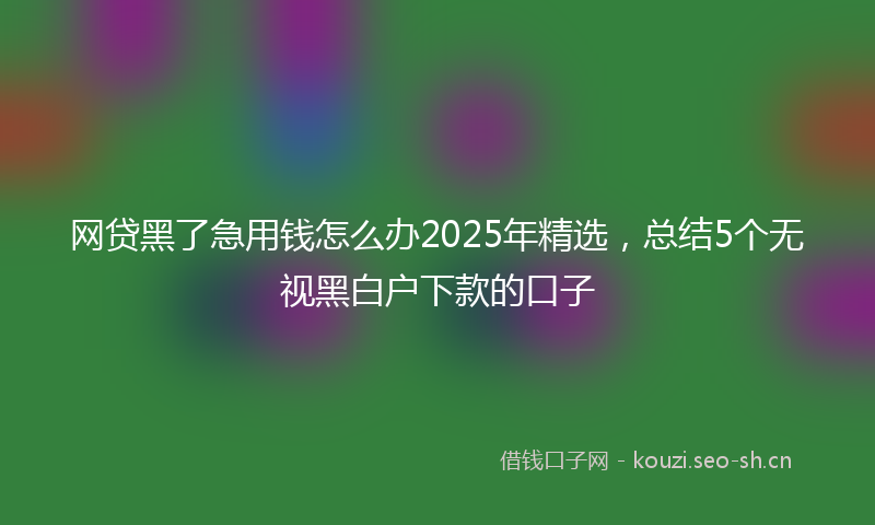 网贷黑了急用钱怎么办2025年精选，总结5个无视黑白户下款的口子