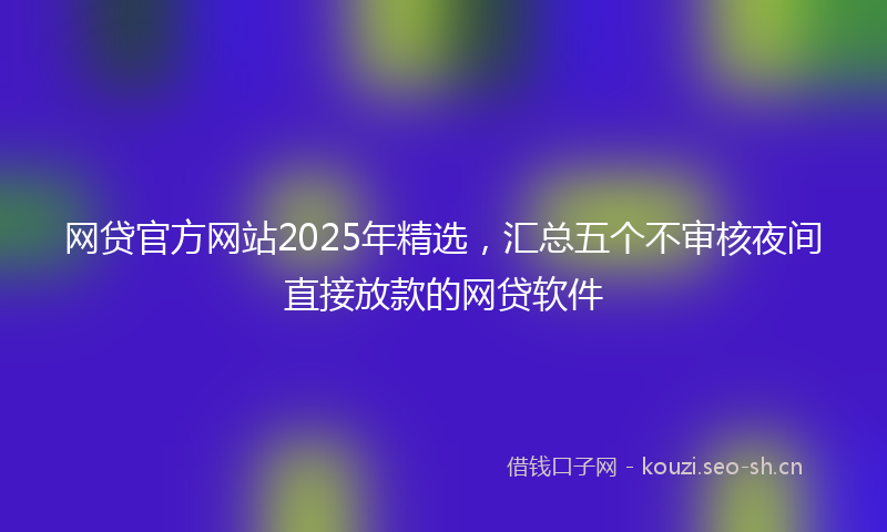 网贷官方网站2025年精选，汇总五个不审核夜间直接放款的网贷软件