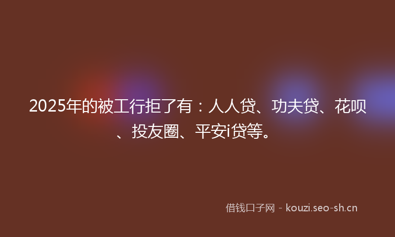2025年的被工行拒了有：人人贷、功夫贷、花呗、投友圈、平安i贷等。