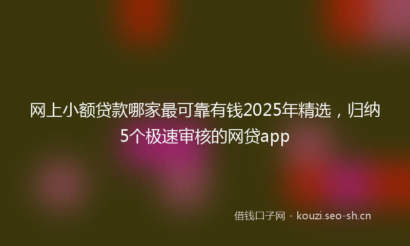 网上小额贷款哪家最可靠有钱2025年精选，归纳5个极速审核的网贷app
