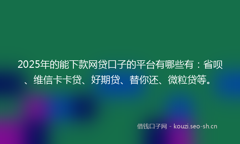 2025年的能下款网贷口子的平台有哪些有：省呗、维信卡卡贷、好期贷、替你还、微粒贷等。