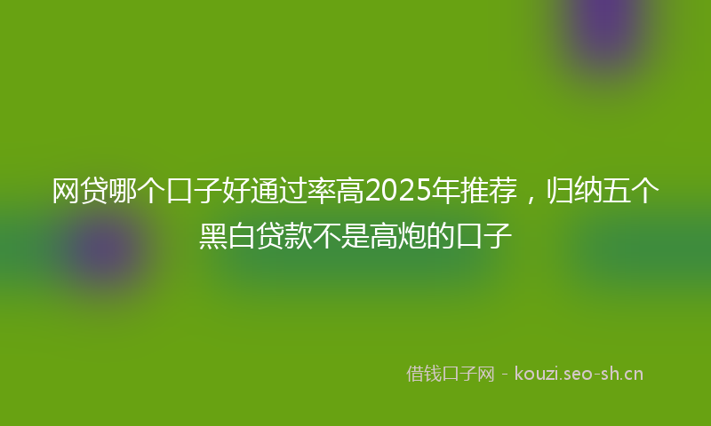 网贷哪个口子好通过率高2025年推荐，归纳五个黑白贷款不是高炮的口子