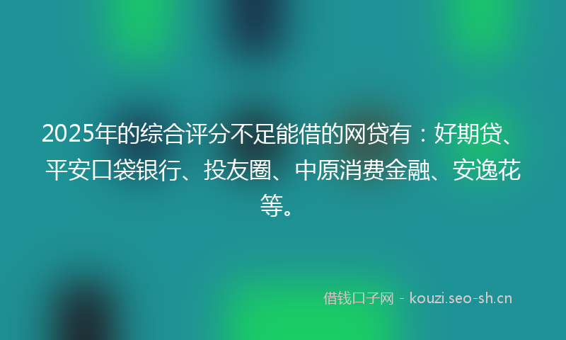 2025年的综合评分不足能借的网贷有：好期贷、平安口袋银行、投友圈、中原消费金融、安逸花等。