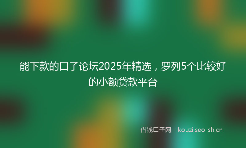 能下款的口子论坛2025年精选，罗列5个比较好的小额贷款平台