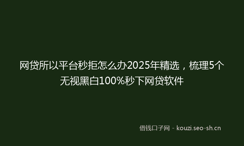 网贷所以平台秒拒怎么办2025年精选，梳理5个无视黑白100%秒下网贷软件