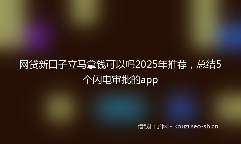 网贷新口子立马拿钱可以吗2025年推荐，总结5个闪电审批的app