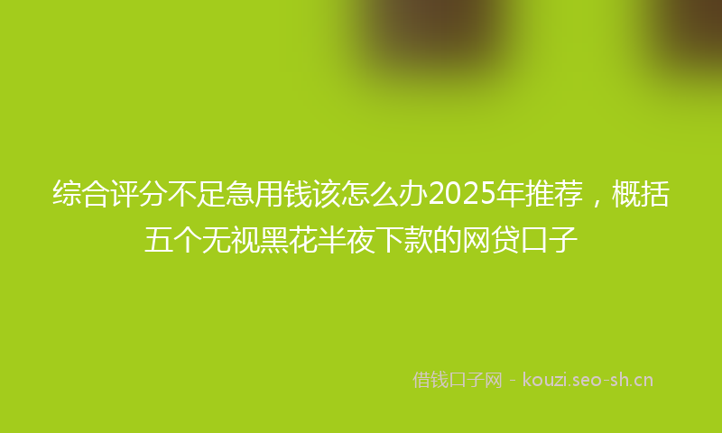 综合评分不足急用钱该怎么办2025年推荐，概括五个无视黑花半夜下款的网贷口子