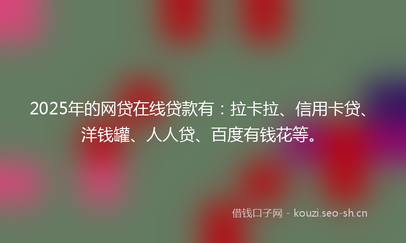 2025年的网贷在线贷款有：拉卡拉、信用卡贷、洋钱罐、人人贷、百度有钱花等。
