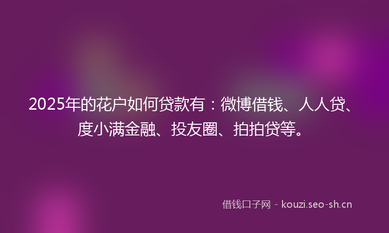 2025年的花户如何贷款有：微博借钱、人人贷、度小满金融、投友圈、拍拍贷等。