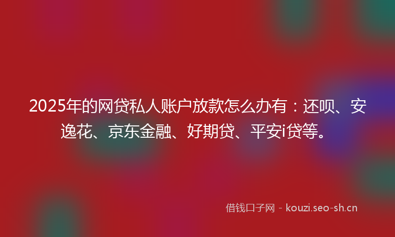 2025年的网贷私人账户放款怎么办有：还呗、安逸花、京东金融、好期贷、平安i贷等。