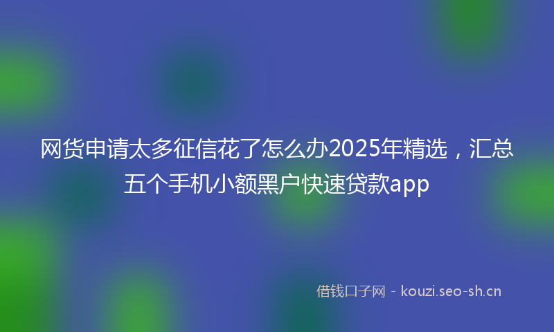 网货申请太多征信花了怎么办2025年精选，汇总五个手机小额黑户快速贷款app