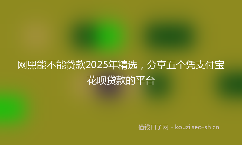 网黑能不能贷款2025年精选，分享五个凭支付宝花呗贷款的平台