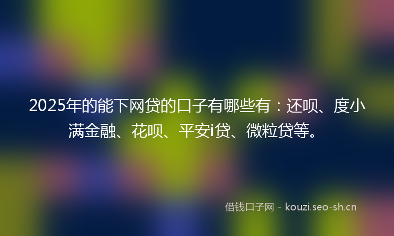 2025年的能下网贷的口子有哪些有：还呗、度小满金融、花呗、平安i贷、微粒贷等。