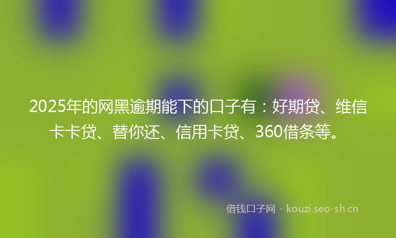 2025年的网黑逾期能下的口子有：好期贷、维信卡卡贷、替你还、信用卡贷、360借条等。