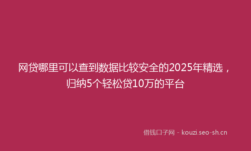 网贷哪里可以查到数据比较安全的2025年精选，归纳5个轻松贷10万的平台