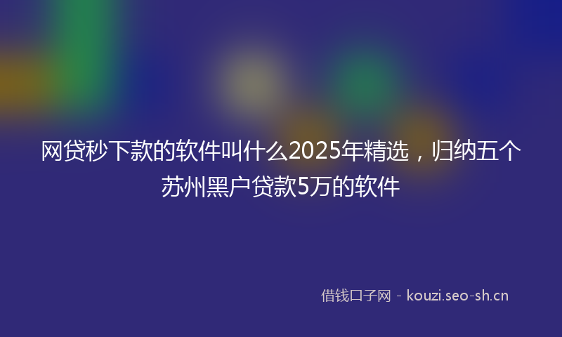 网贷秒下款的软件叫什么2025年精选，归纳五个苏州黑户贷款5万的软件
