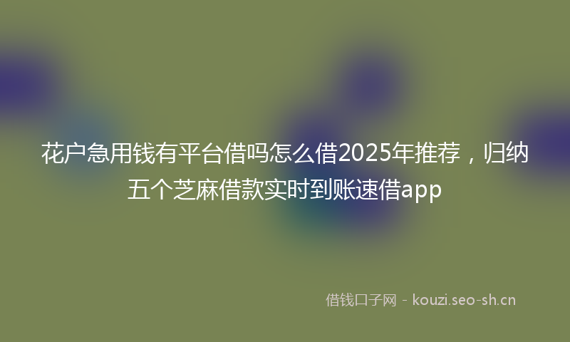 花户急用钱有平台借吗怎么借2025年推荐，归纳五个芝麻借款实时到账速借app