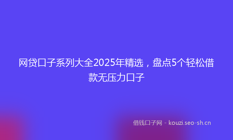 网贷口子系列大全2025年精选，盘点5个轻松借款无压力口子