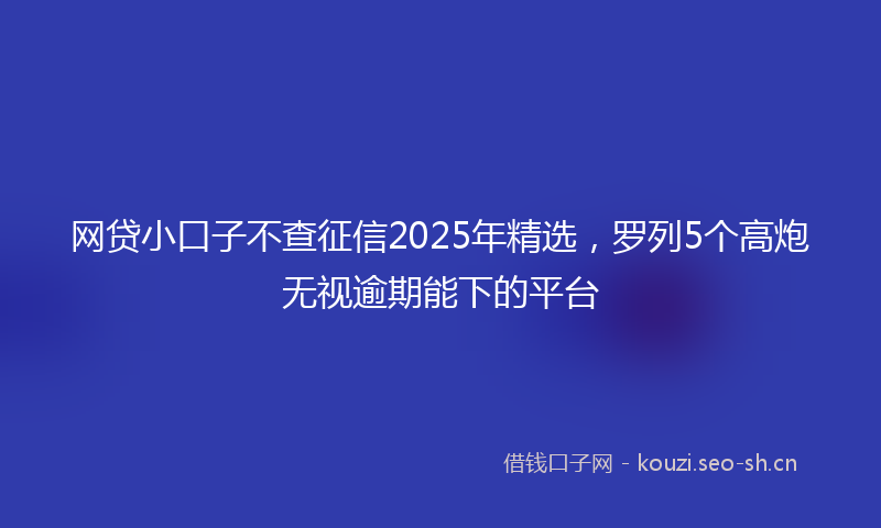 网贷小口子不查征信2025年精选，罗列5个高炮无视逾期能下的平台