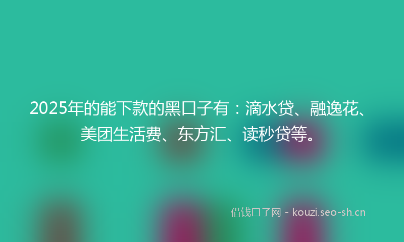 2025年的能下款的黑口子有:滴水贷、融逸花、美团生活费、东方汇、读秒贷等。
