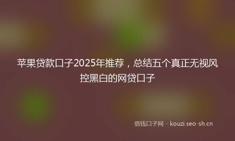 苹果贷款口子2025年推荐，总结五个真正无视风控黑白的网贷口子