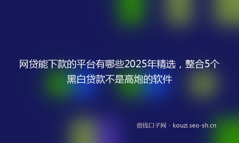 网贷能下款的平台有哪些2025年精选，整合5个黑白贷款不是高炮的软件
